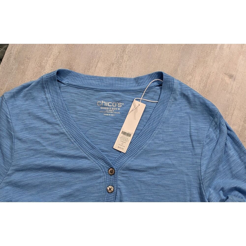 Chico's Sail Away V-Neck Henly Top blue size S - Picture 6 of 7